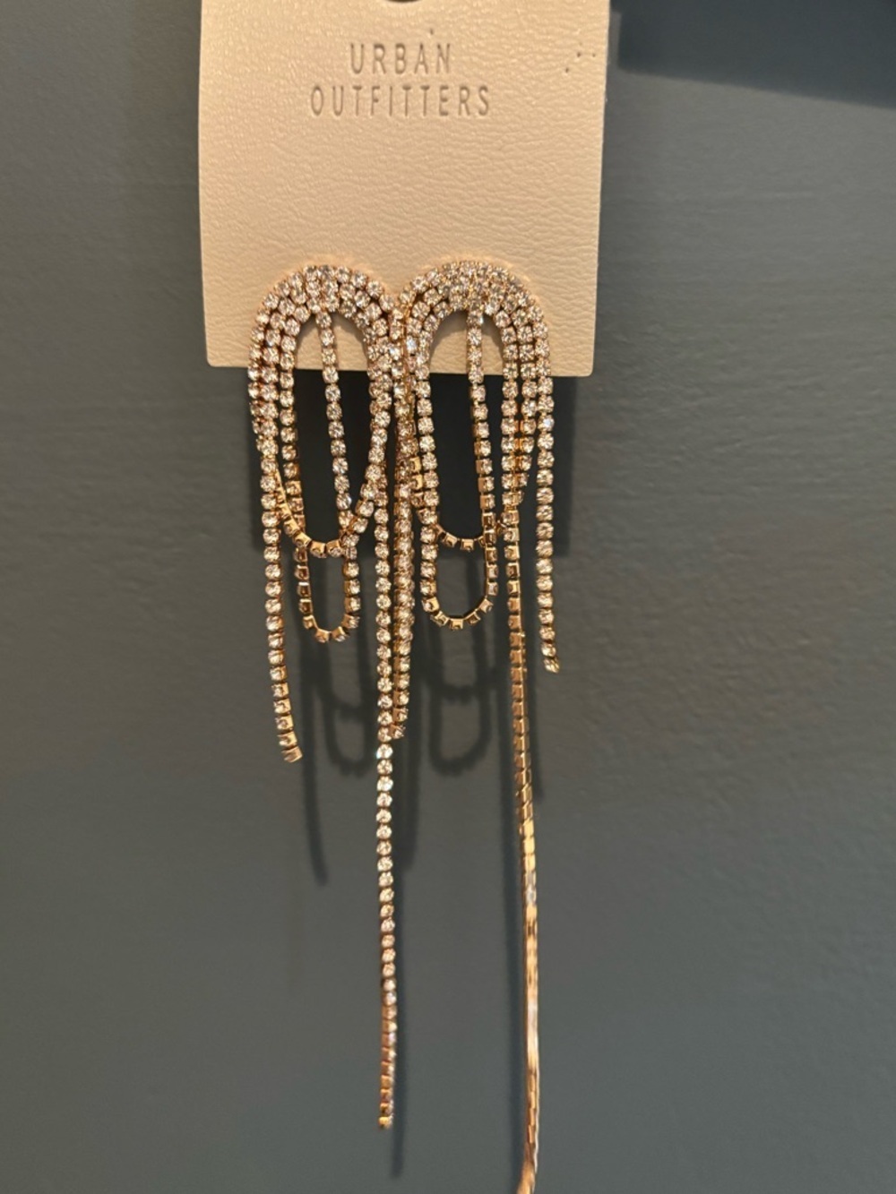 Urban Outfitters Gold-tone Rhinestone Cascade Earrings NWT
